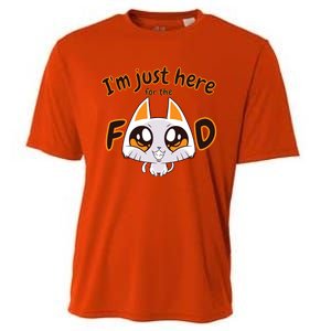 Im Just Here For The Food Funny Cat Humor Sarcastic Gift Cooling Performance Crew T-Shirt