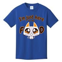 Im Just Here For The Food Funny Cat Humor Sarcastic Gift Kids T-Shirt