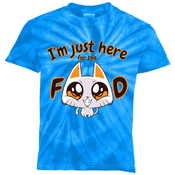 Im Just Here For The Food Funny Cat Humor Sarcastic Gift Kids Tie-Dye T-Shirt