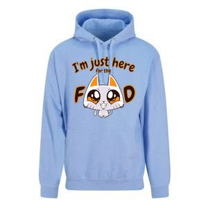 Im Just Here For The Food Funny Cat Humor Sarcastic Gift Unisex Surf Hoodie