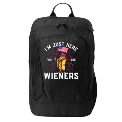 I'm Just Here For The Wieners 4Th Of July Patriotic Hot Dog City Backpack