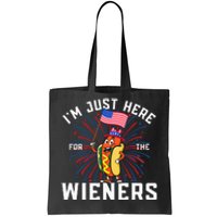 I'm Just Here For The Wieners 4Th Of July Patriotic Hot Dog Tote Bag