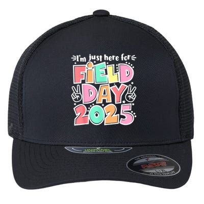I'm Just Here For Field Day 2025 For  Field Day Orange Flexfit Unipanel Trucker Cap
