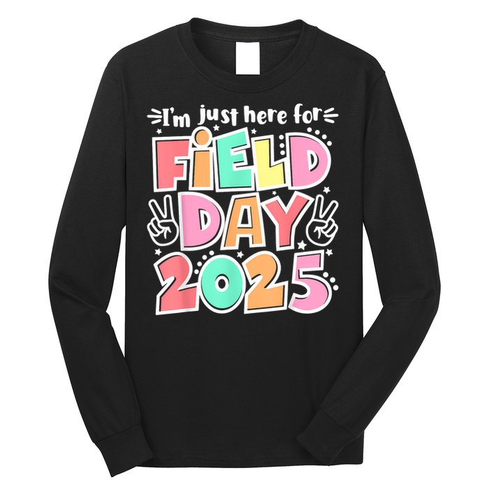 I'm Just Here For Field Day 2025 For  Field Day Orange Long Sleeve Shirt