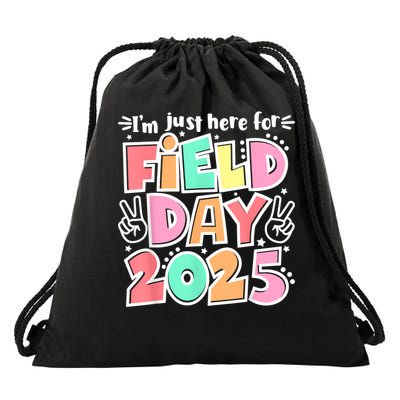 I'm Just Here For Field Day 2025 For  Field Day Orange Drawstring Bag