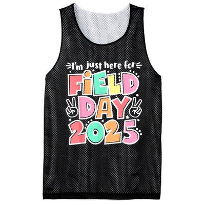 I'm Just Here For Field Day 2025 For  Field Day Orange Mesh Reversible Basketball Jersey Tank