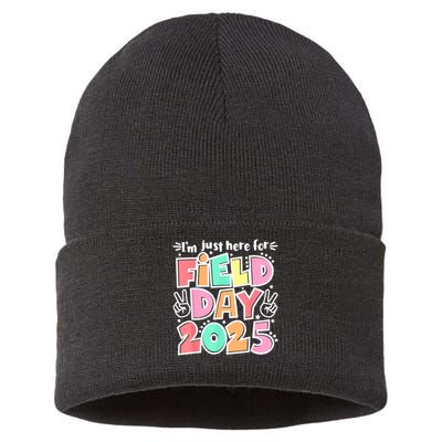 I'm Just Here For Field Day 2025 For  Field Day Orange Sustainable Knit Beanie