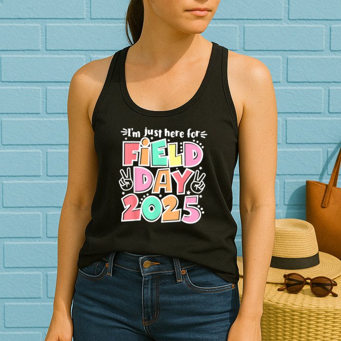 I'm Just Here For Field Day 2025 For  Field Day Orange Womens Tank Top
