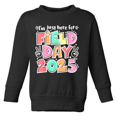 I'm Just Here For Field Day 2025 For  Field Day Orange Toddler Sweatshirt