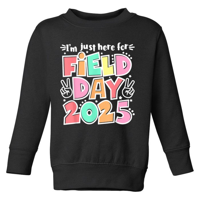 I'm Just Here For Field Day 2025 For  Field Day Orange Toddler Sweatshirt