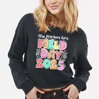I'm Just Here For Field Day 2025 For  Field Day Orange Cropped Pullover Crew
