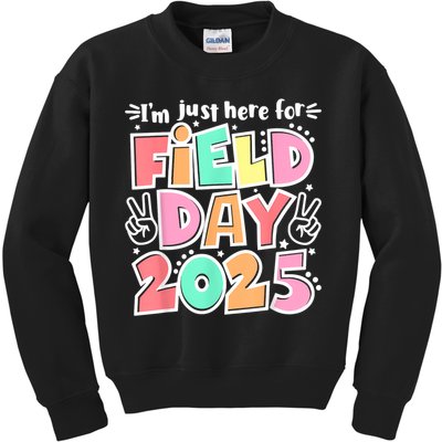 I'm Just Here For Field Day 2025 For  Field Day Orange Kids Sweatshirt