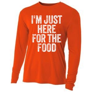 Im Just Here For The Food Funny Humor Foodie Joke Cute Gift Cooling Performance Long Sleeve Crew