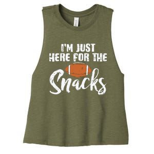 I'm Just Here For The Snacks Funny Fantasy Football League Women's Racerback Cropped Tank