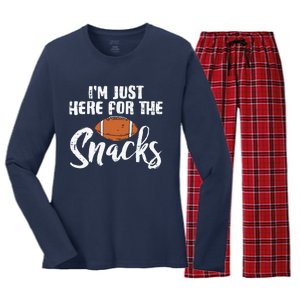 I'm Just Here For The Snacks Funny Fantasy Football League Women's Long Sleeve Flannel Pajama Set 