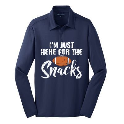 I'm Just Here For The Snacks Funny Fantasy Football League Silk Touch Performance Long Sleeve Polo