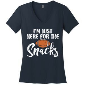 I'm Just Here For The Snacks Funny Fantasy Football League Women's V-Neck T-Shirt