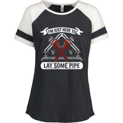 I'm just here to lay some Pipe Tradesman plumbing Enza Ladies Jersey Colorblock Tee