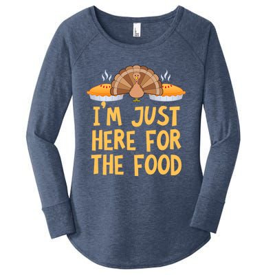 Im Just Here For The Food Funny Turkey Pumpkin Pie Holiday Cool Gift Women's Perfect Tri Tunic Long Sleeve Shirt