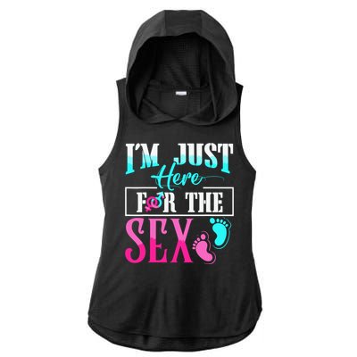 Im Just Here For The Sex Ladies PosiCharge Tri-Blend Wicking Draft Hoodie Tank