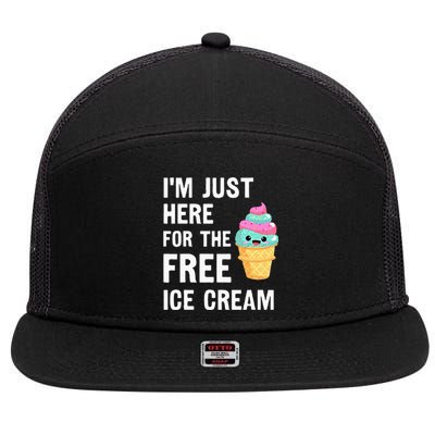 Im Just Here For The Free Ice Cream Funny Cruise 23 7 Panel Mesh Trucker Snapback Hat