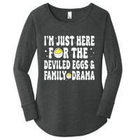 IM Just Here For The Deviled Eggs And Family Drama Funny Thanksgiving Women's Perfect Tri Tunic Long Sleeve Shirt