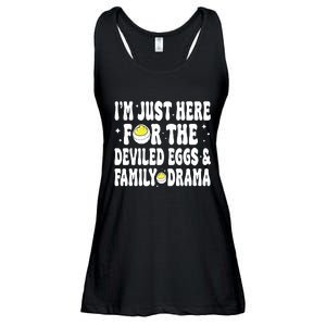 IM Just Here For The Deviled Eggs And Family Drama Funny Thanksgiving Ladies Essential Flowy Tank