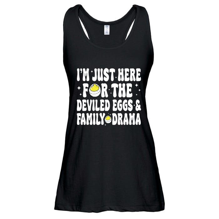 IM Just Here For The Deviled Eggs And Family Drama Funny Thanksgiving Ladies Essential Flowy Tank