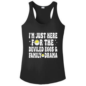 IM Just Here For The Deviled Eggs And Family Drama Funny Thanksgiving Ladies PosiCharge Competitor Racerback Tank