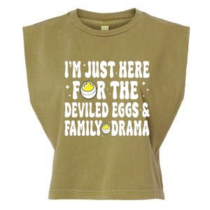 IM Just Here For The Deviled Eggs And Family Drama Funny Thanksgiving Garment-Dyed Women's Muscle Tee