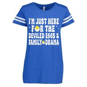 IM Just Here For The Deviled Eggs And Family Drama Funny Thanksgiving Enza Ladies Jersey Football T-Shirt