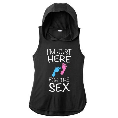 Im Just Here For The Sex Gender Reveal Ladies PosiCharge Tri-Blend Wicking Draft Hoodie Tank