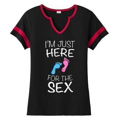 Im Just Here For The Sex Gender Reveal Ladies Halftime Notch Neck Tee