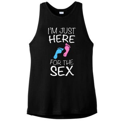 Im Just Here For The Sex Gender Reveal Ladies PosiCharge Tri-Blend Wicking Tank