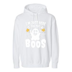 IM Just Here For The Boos Funny Halloween Garment-Dyed Fleece Hoodie