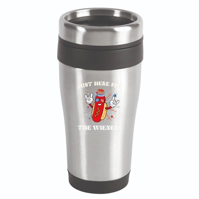 IM Just Here For The Wieners Funny Fourth Of July Hot Dog 16oz Travel Tumbler