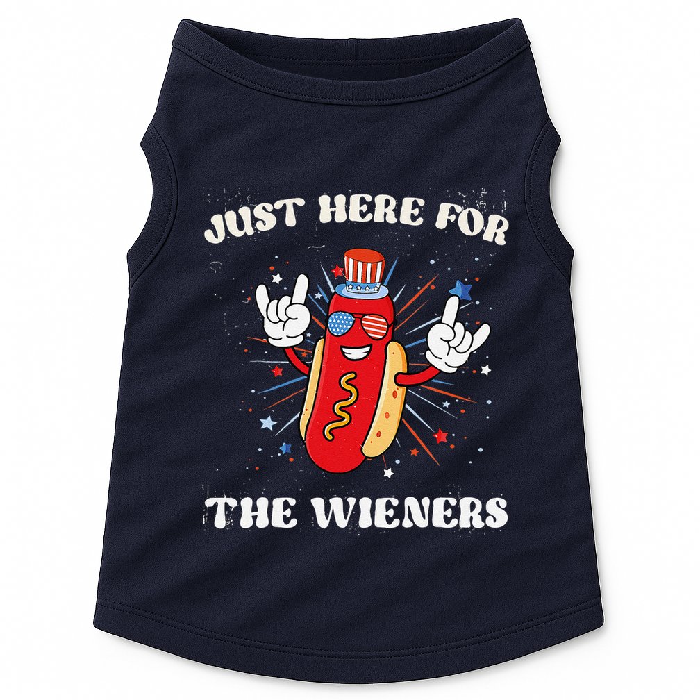 IM Just Here For The Wieners Funny Fourth Of July Hot Dog Doggie Tank