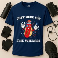IM Just Here For The Wieners Funny Fourth Of July Hot Dog Cooling Performance Crew T-Shirt