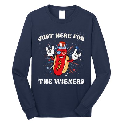 IM Just Here For The Wieners Funny Fourth Of July Hot Dog Long Sleeve Shirt