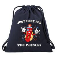 IM Just Here For The Wieners Funny Fourth Of July Hot Dog Drawstring Bag