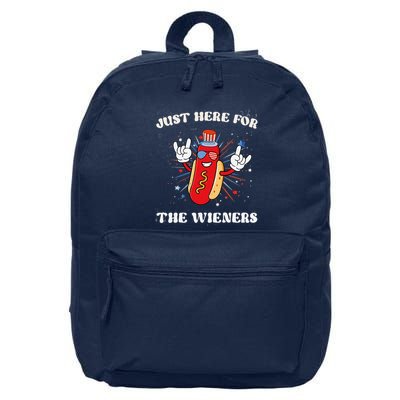 IM Just Here For The Wieners Funny Fourth Of July Hot Dog 16 in Basic Backpack