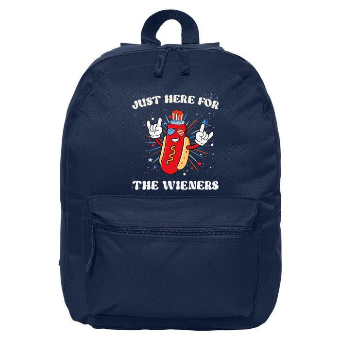 IM Just Here For The Wieners Funny Fourth Of July Hot Dog 16 in Basic Backpack