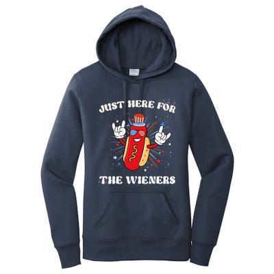 IM Just Here For The Wieners Funny Fourth Of July Hot Dog Women's Pullover Hoodie