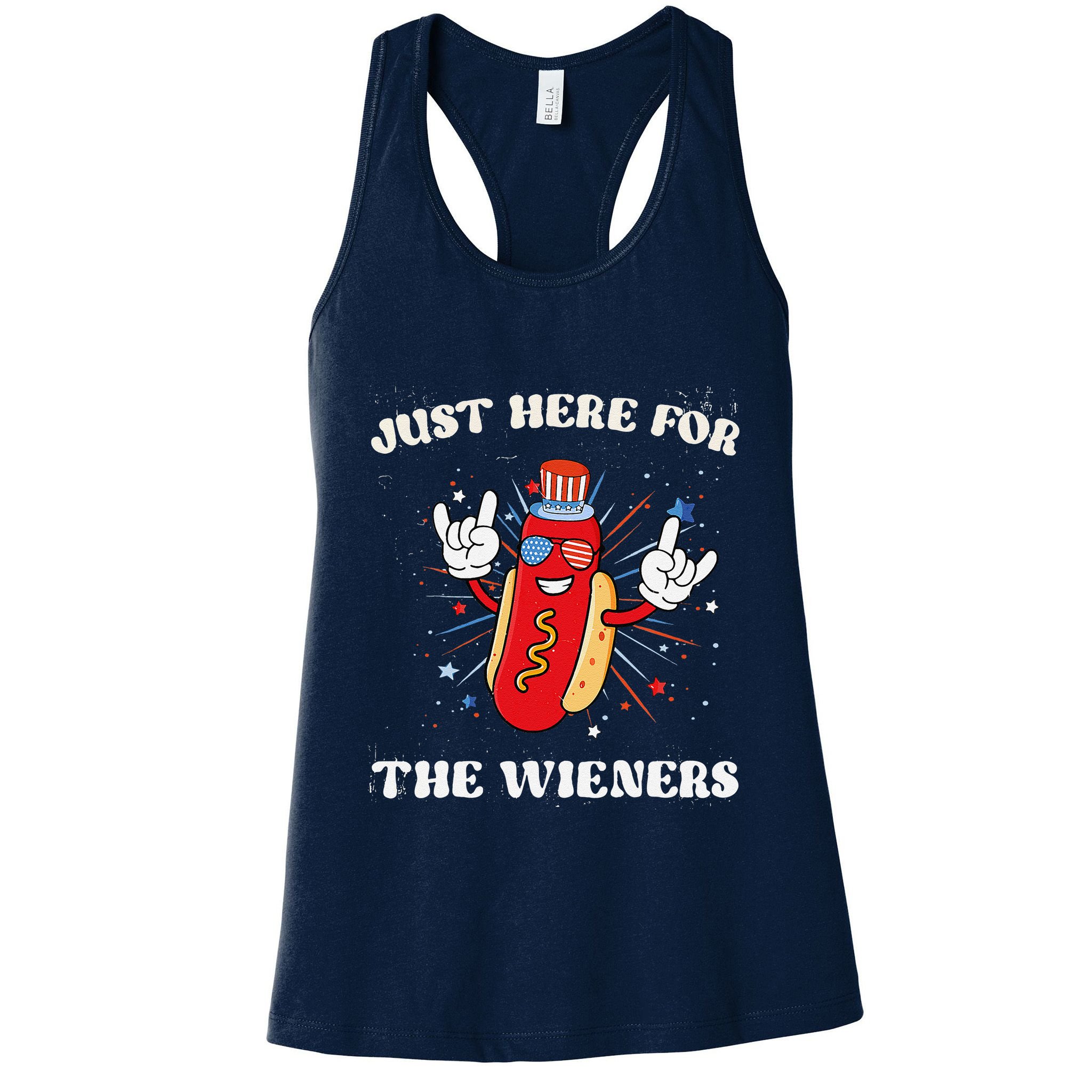 IM Just Here For The Wieners Funny Fourth Of July Hot Dog Womens Tank Top