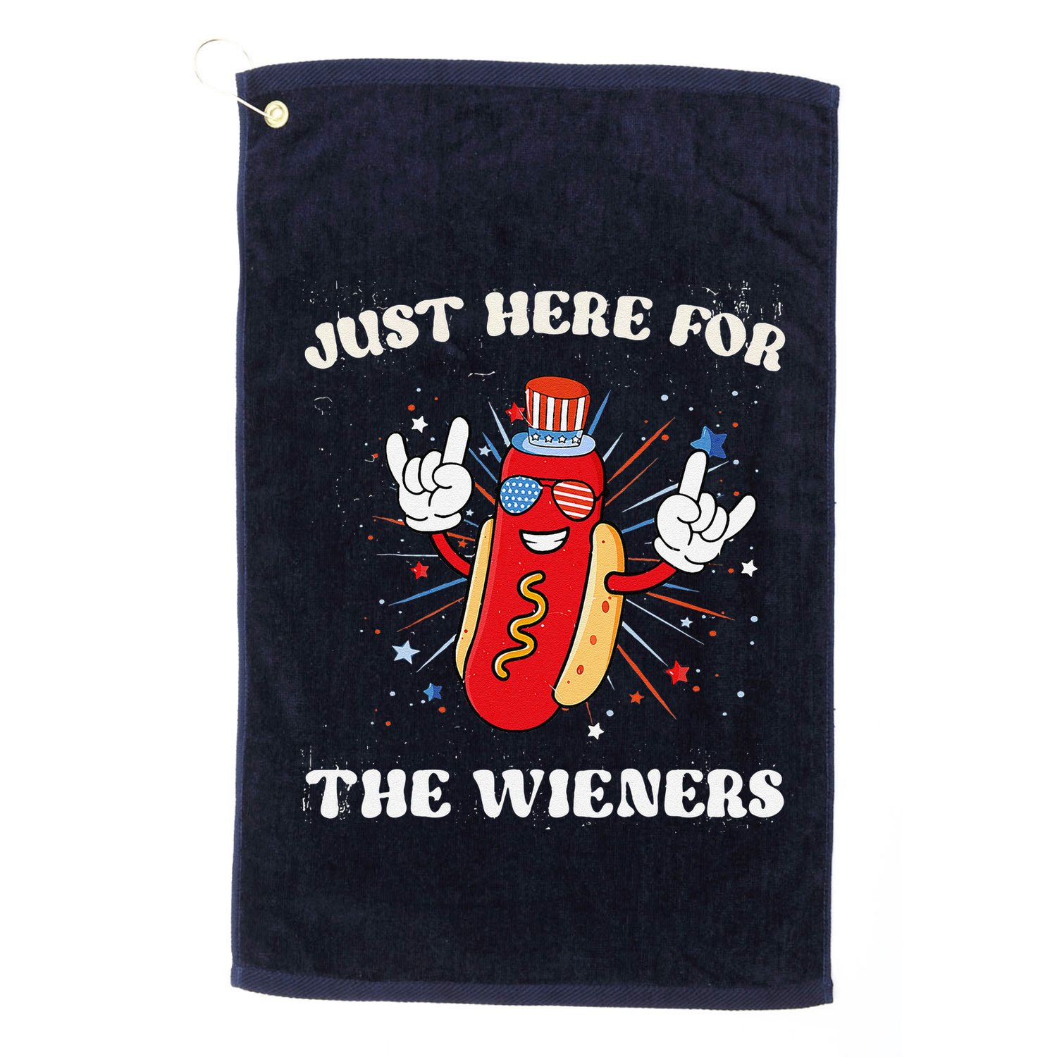 IM Just Here For The Wieners Funny Fourth Of July Hot Dog Golf Towel