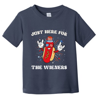 IM Just Here For The Wieners Funny Fourth Of July Hot Dog Toddler T-Shirt