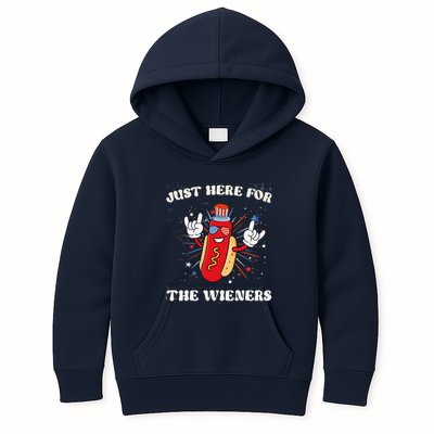 IM Just Here For The Wieners Funny Fourth Of July Hot Dog Kids Hoodie