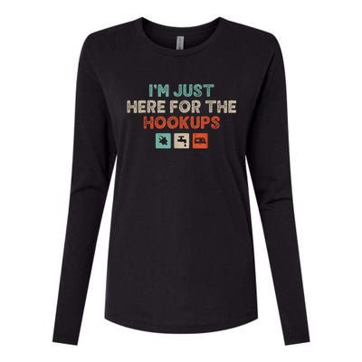 IM Just Here For The Hookups Funny Camp Rv Camper Camping Womens Cotton Relaxed Long Sleeve T-Shirt