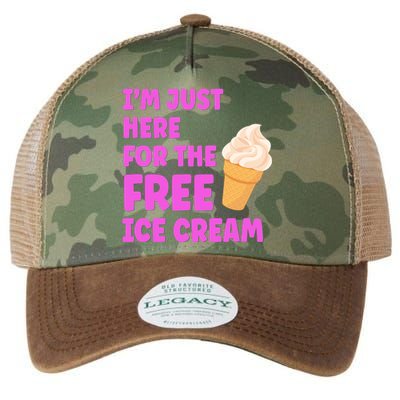 I'm Just Here For The Free Ice Cream Funny Cruise Foodie Legacy Tie Dye Trucker Hat