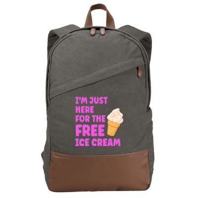 I'm Just Here For The Free Ice Cream Funny Cruise Foodie Cotton Canvas Backpack